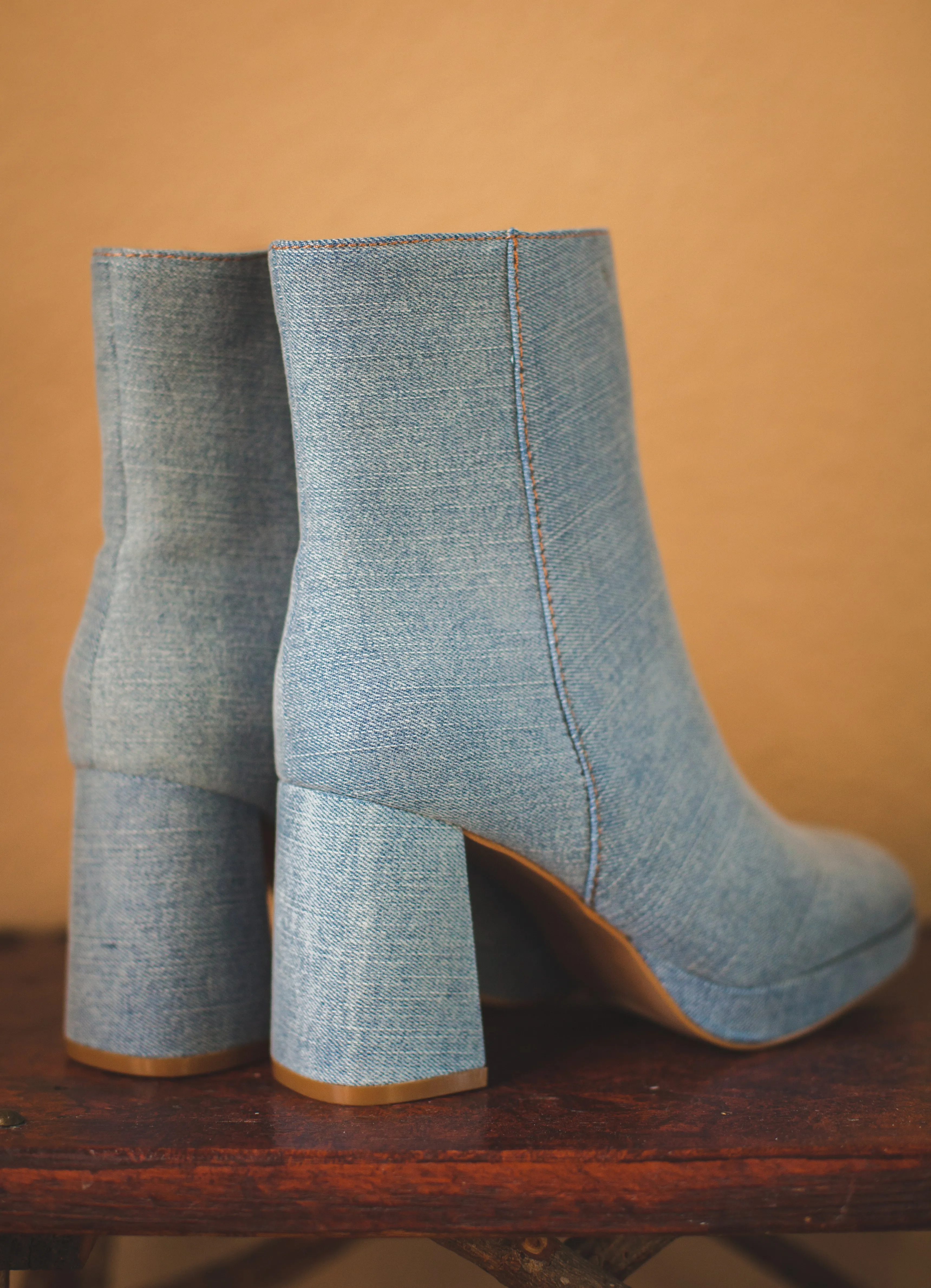 Denim Platform Bootie