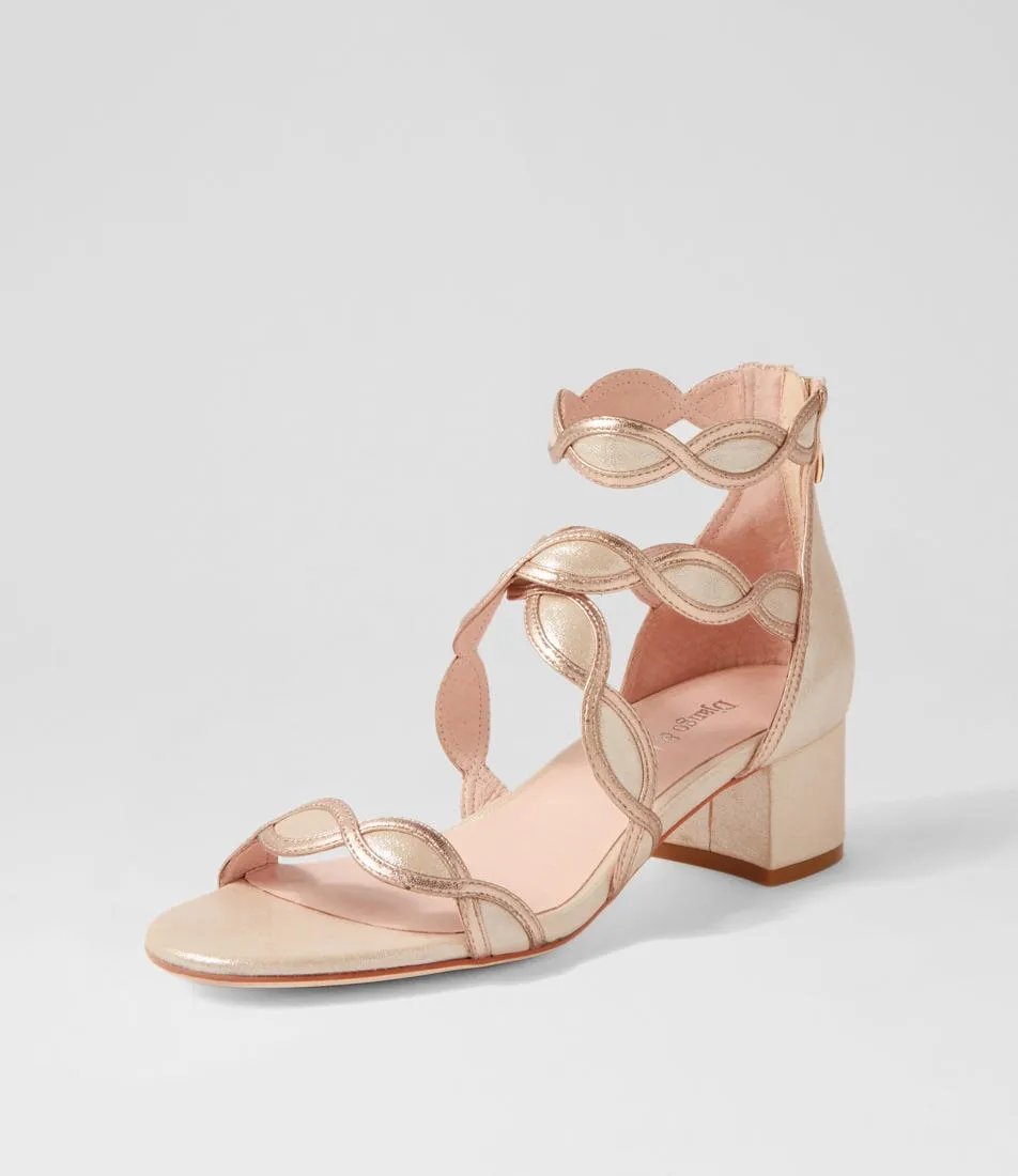 DJANGO & JULIETTE Ailani Nude Pale Rose Gold Shimmer Leather Sandals