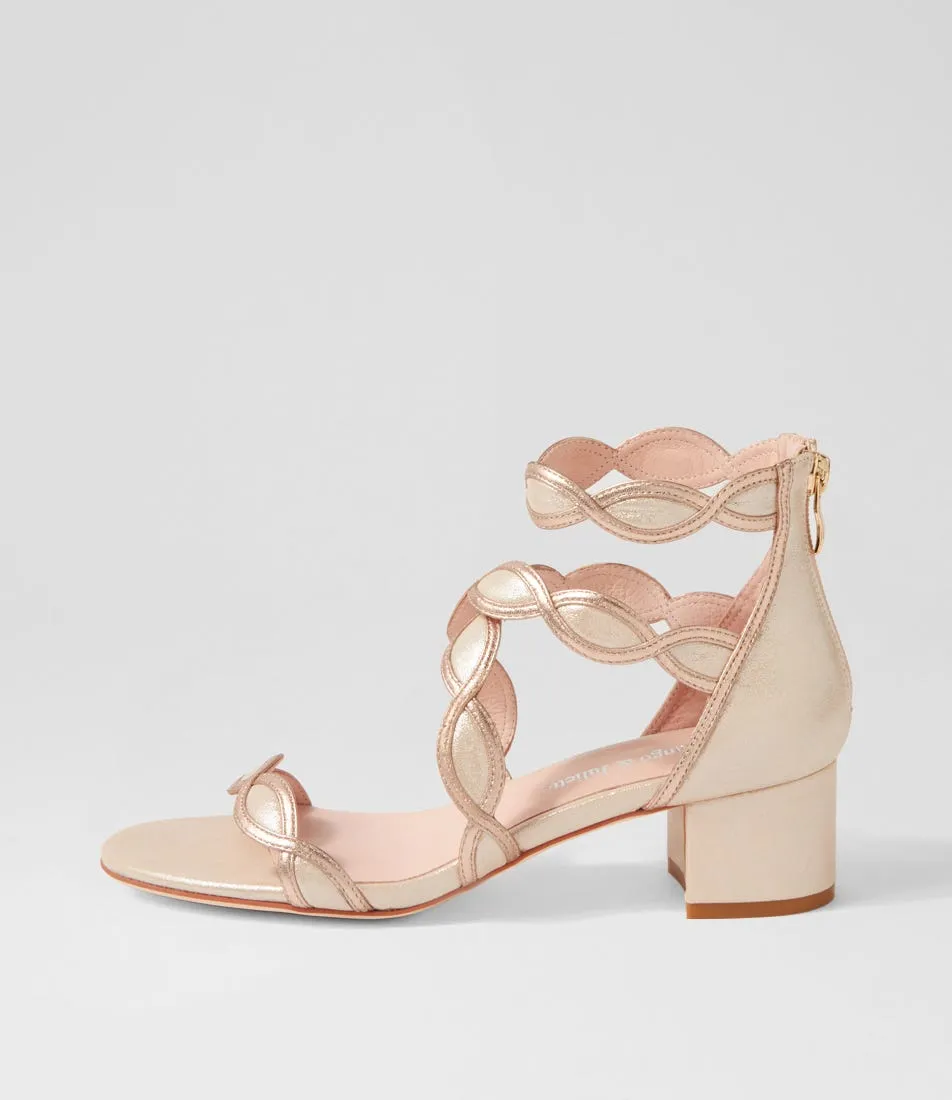 DJANGO & JULIETTE Ailani Nude Pale Rose Gold Shimmer Leather Sandals