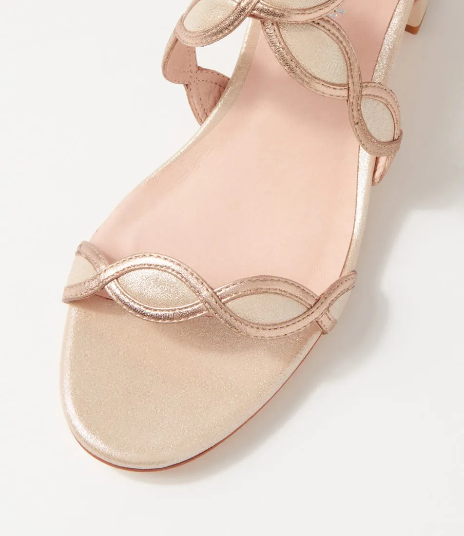 DJANGO & JULIETTE Ailani Nude Pale Rose Gold Shimmer Leather Sandals