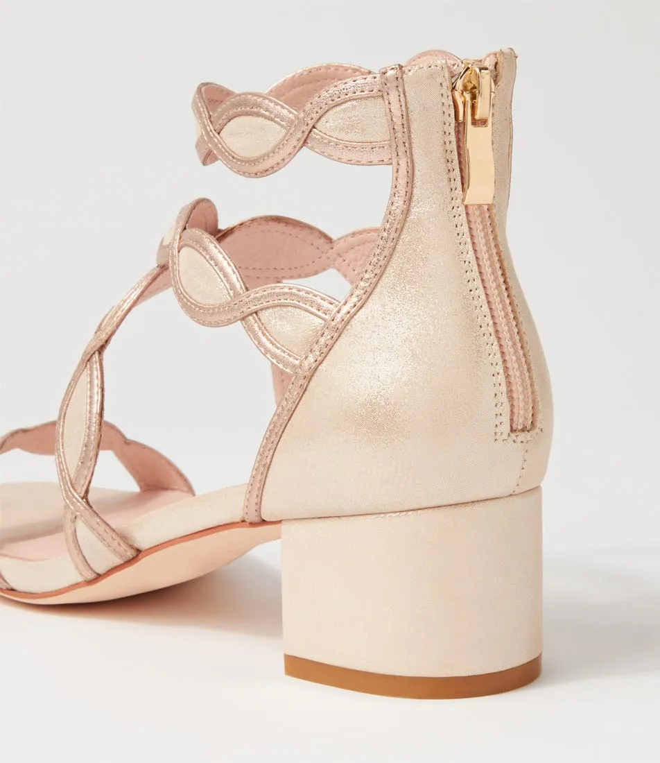 DJANGO & JULIETTE Ailani Nude Pale Rose Gold Shimmer Leather Sandals