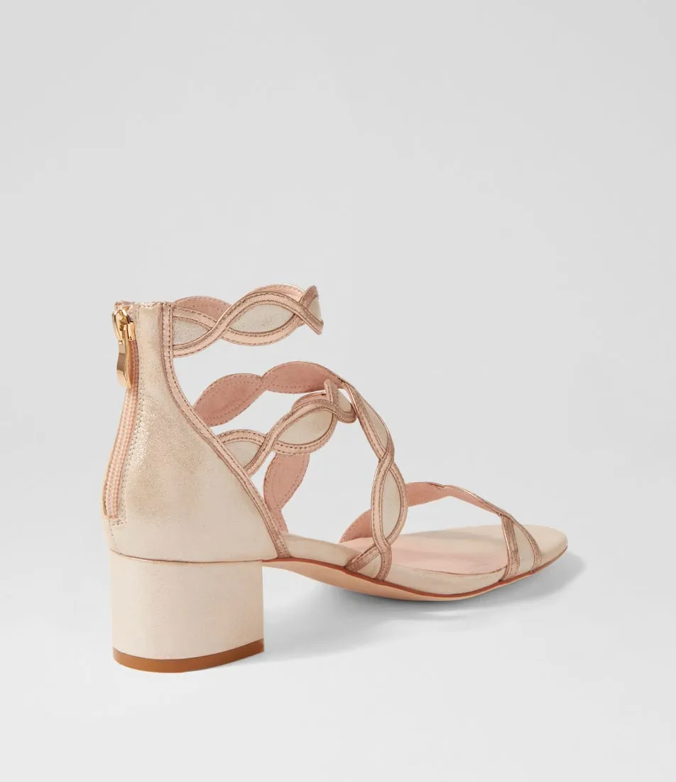 DJANGO & JULIETTE Ailani Nude Pale Rose Gold Shimmer Leather Sandals