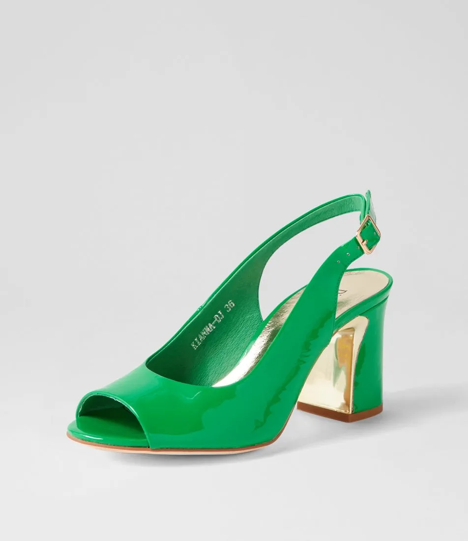 DJANGO & JULIETTE Kianna Bright Emerald Patent Leather Sandals