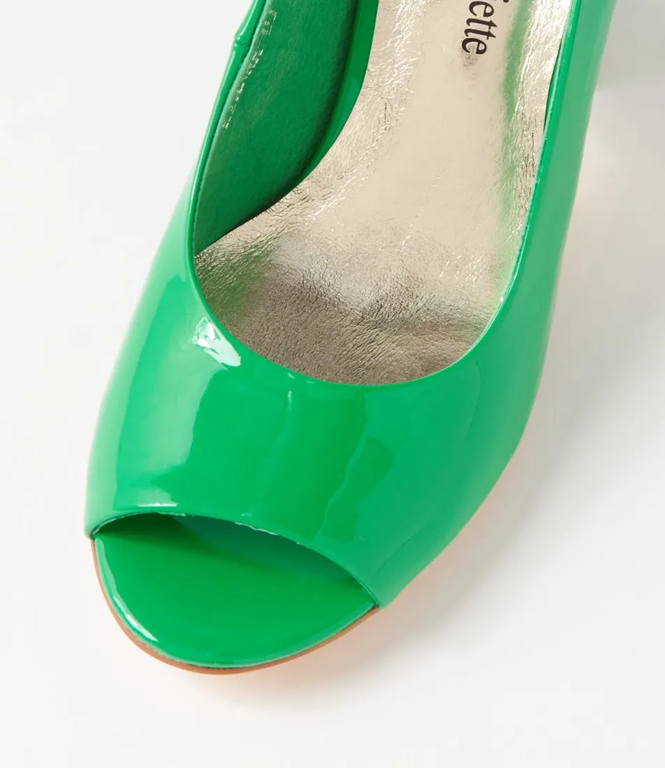 DJANGO & JULIETTE Kianna Bright Emerald Patent Leather Sandals