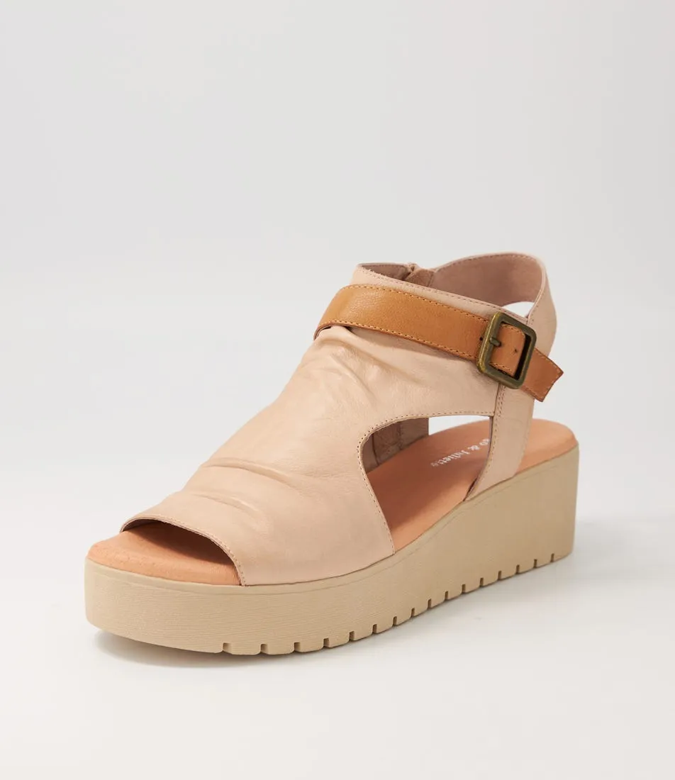 DJANGO & JULIETTE Oliza Cafe Dark Tan Leather Sandals Ns