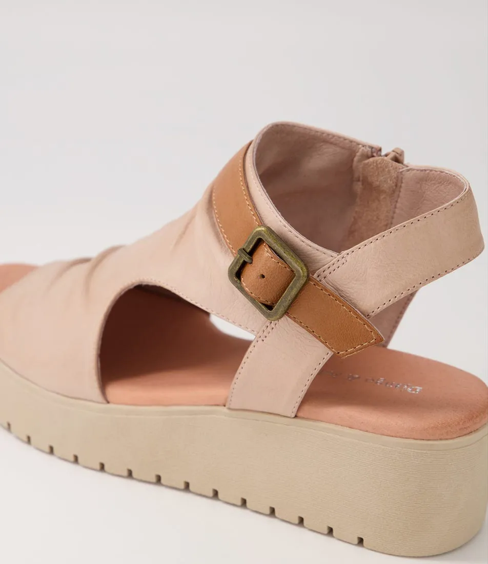 DJANGO & JULIETTE Oliza Cafe Dark Tan Leather Sandals Ns