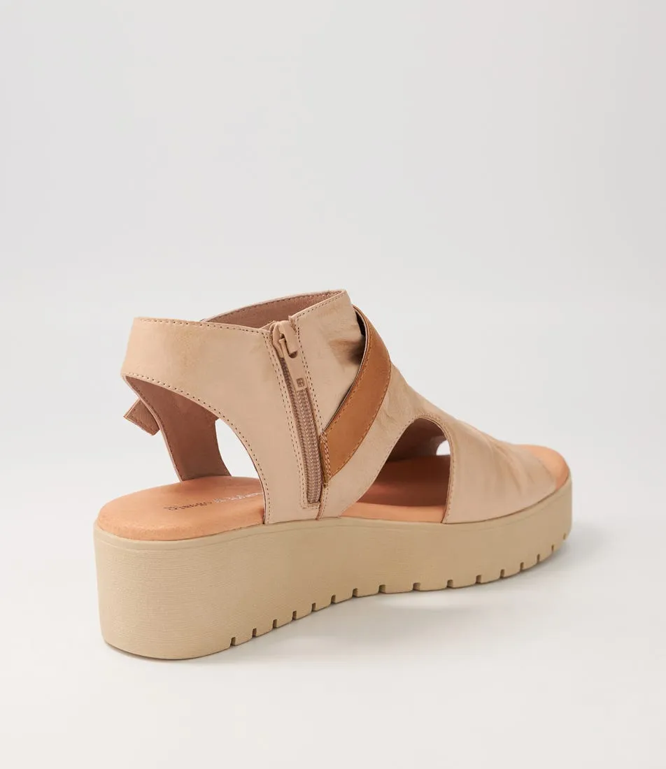 DJANGO & JULIETTE Oliza Cafe Dark Tan Leather Sandals Ns