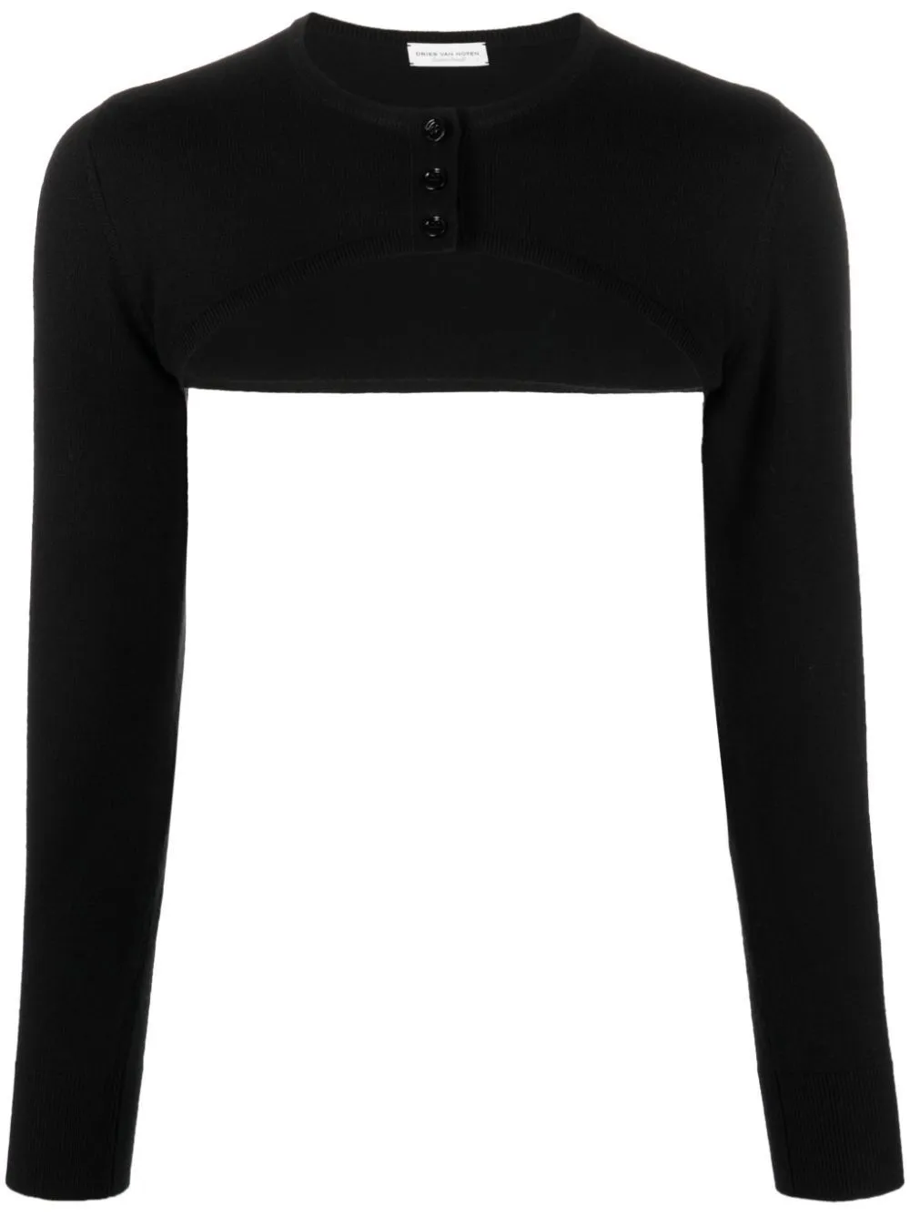 Dries Van Noten  |Wool Long Sleeves Plain Logo Cropped Tops Cardigans