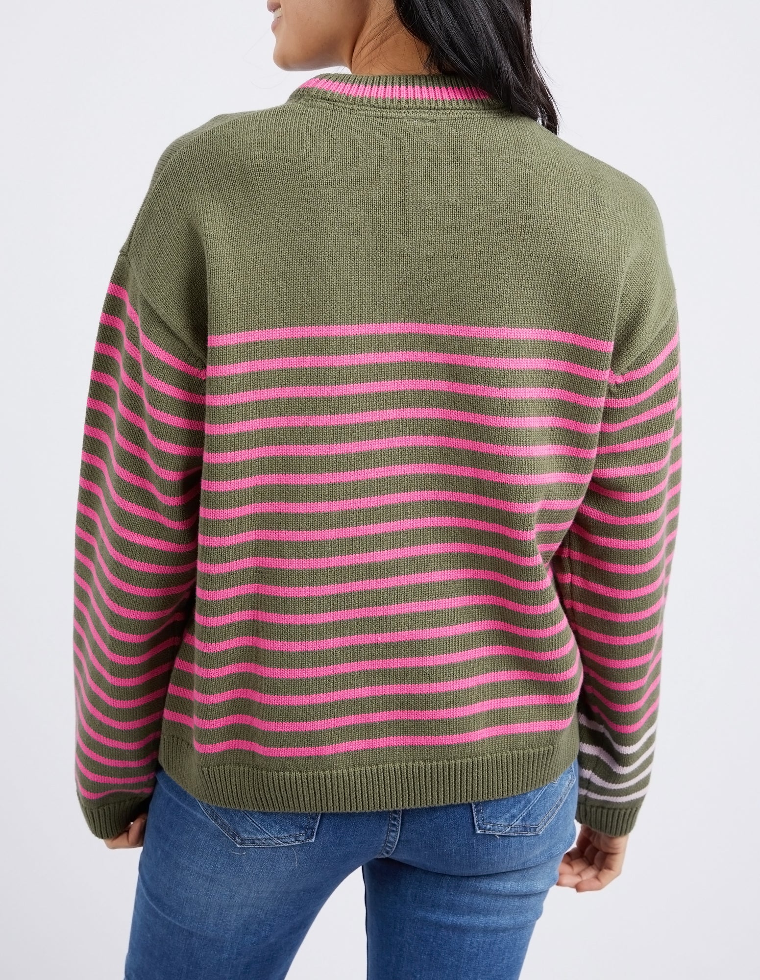 Elm Penny Stripe Knit - Clover/Shocking Pink Stripe