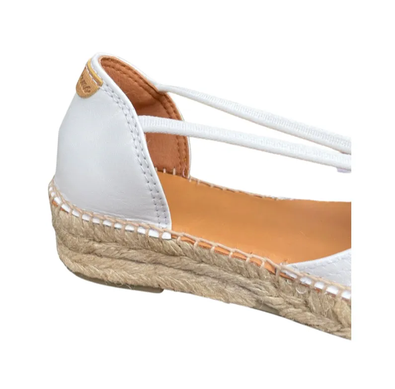 Erla White Leather Espadrille with Elastic