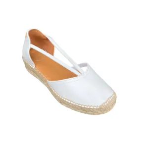 Erla White Leather Espadrille with Elastic