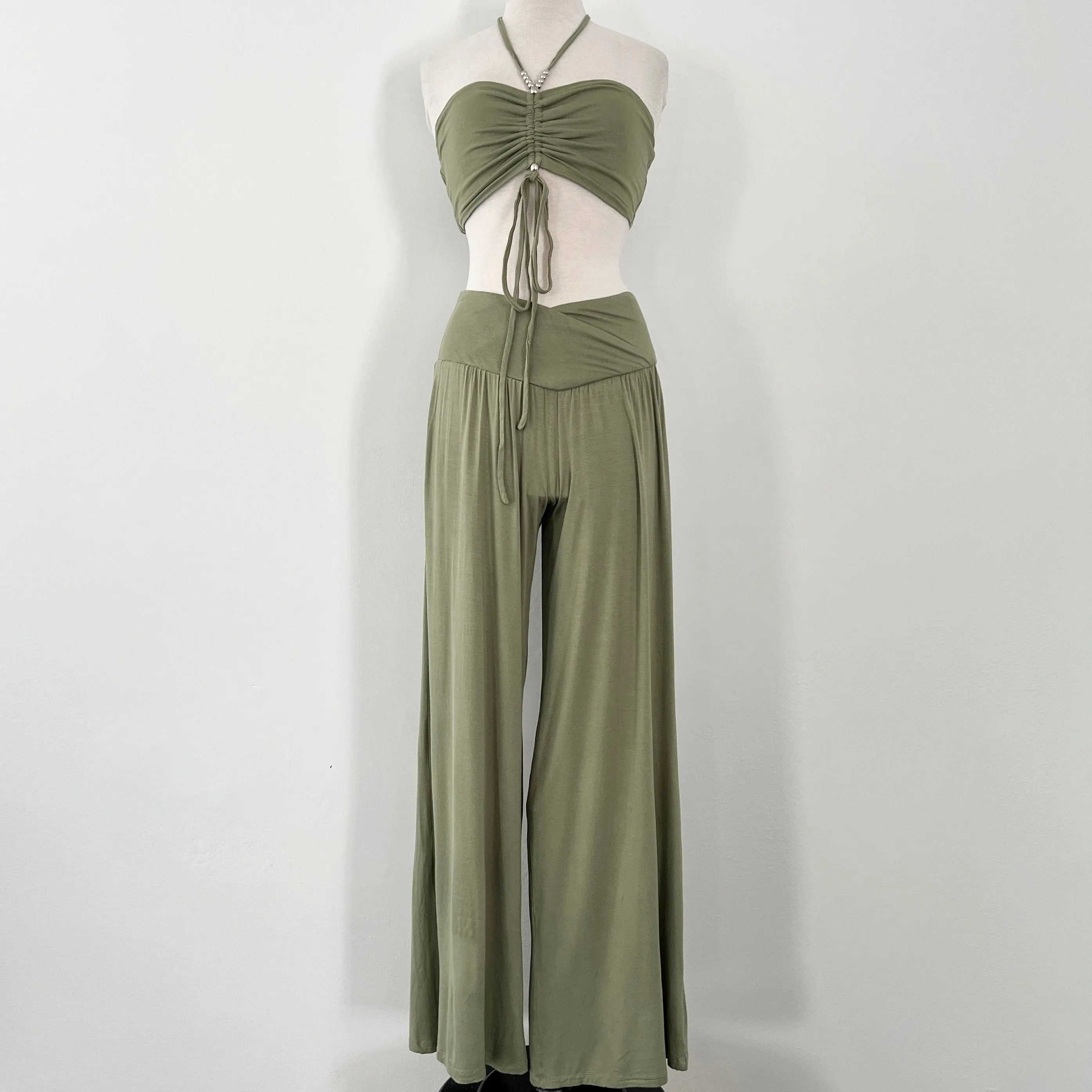 Fallon Wide Leg Pants - Olive