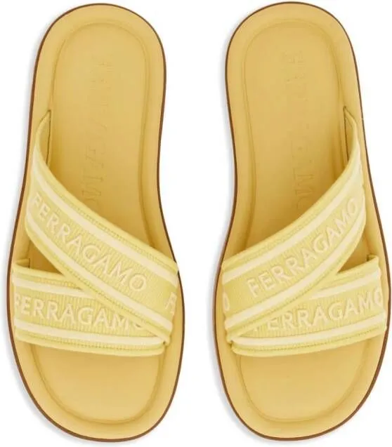 Ferragamo logo-print slip-on style slides Yellow