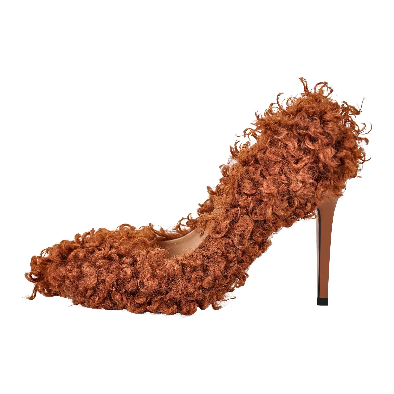 Fluffy Pointed Toe Stiletto High Heel Pumps