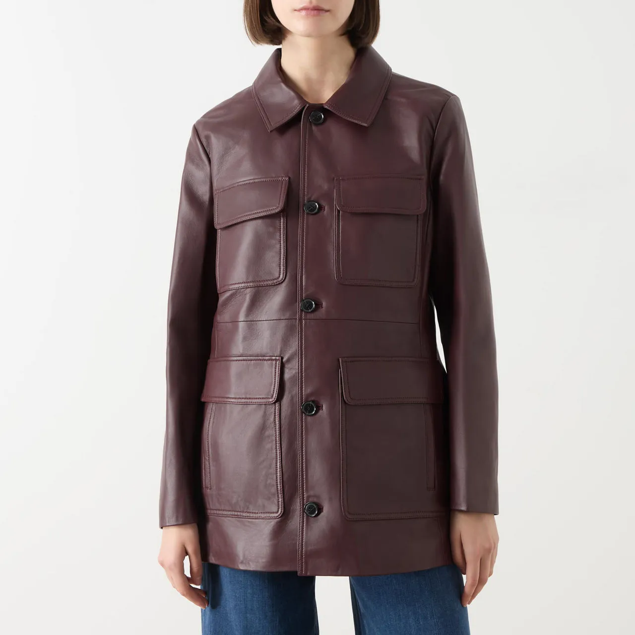 FRAME Safari Leather Jacket - Wine