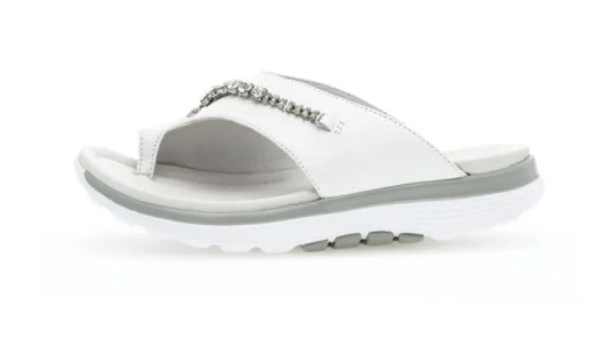 Gabor  Rolling Soft White leather slider sandal