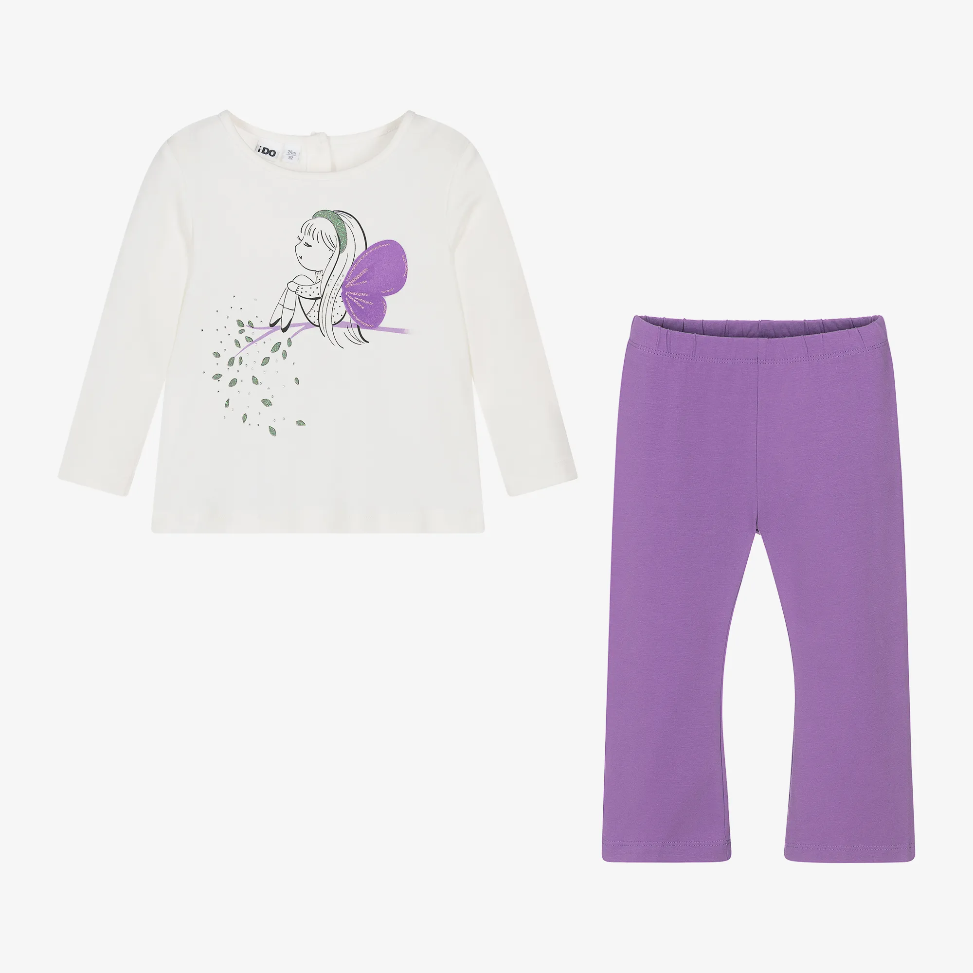 Girls Purple Cotton Leggings Set