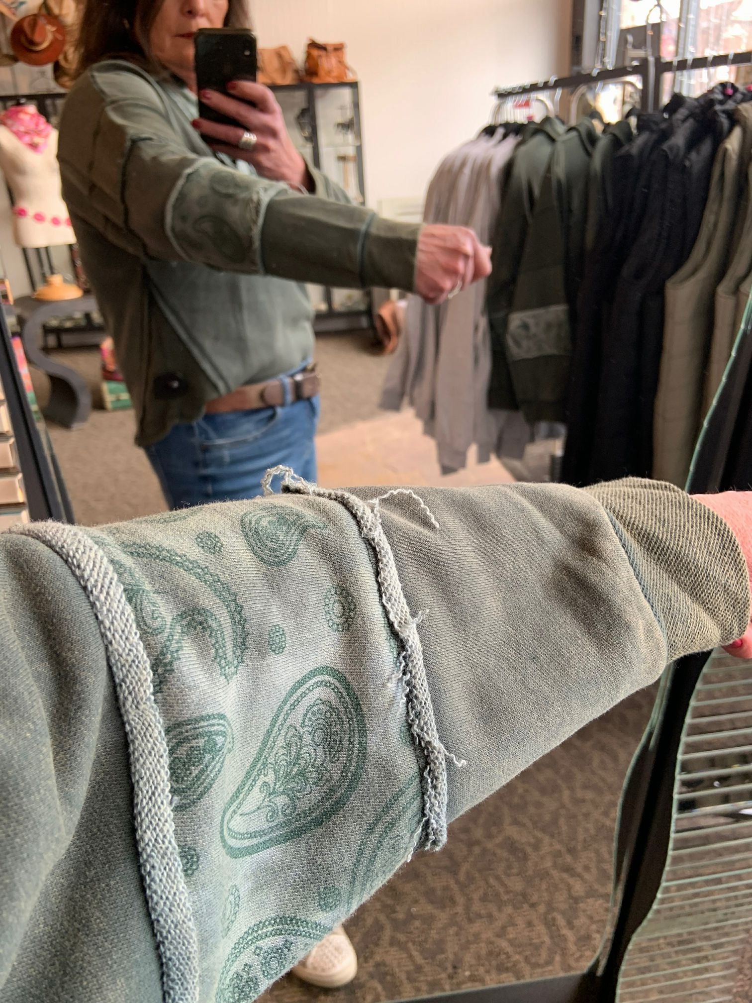 Green Paisley Boho Sweatshirt - Small to 3X