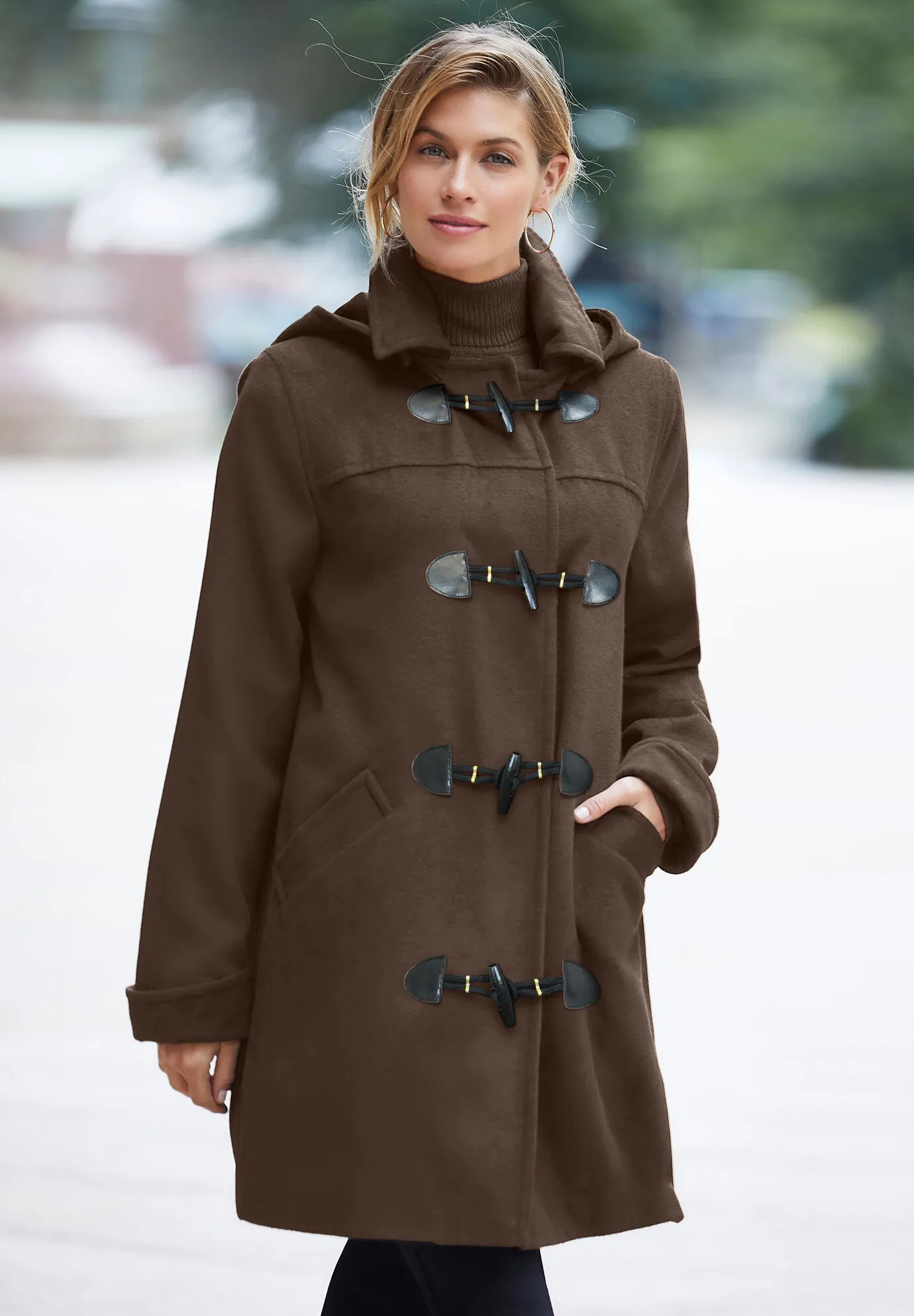 Hooded Toggle Wool Coat