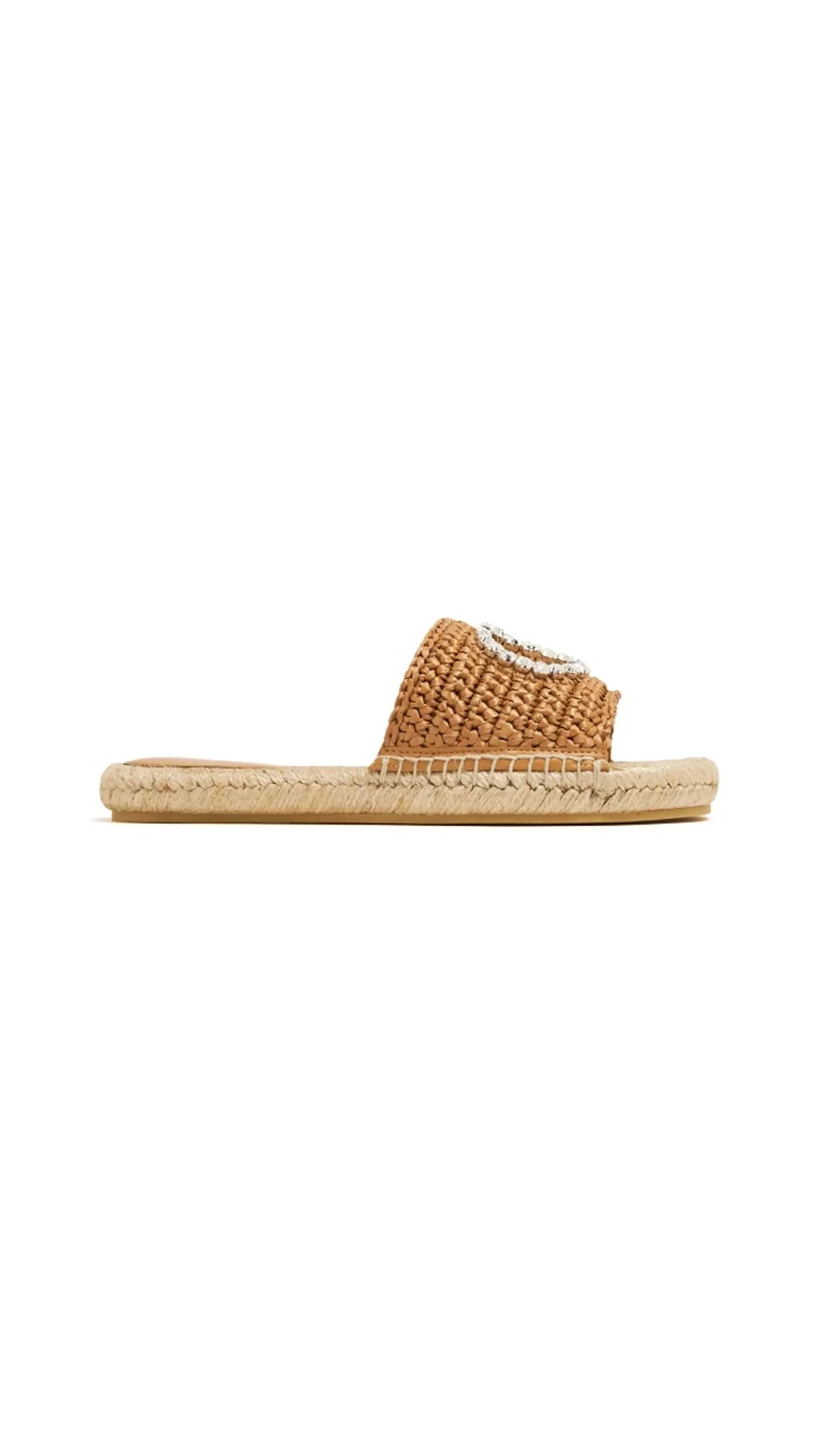 Interlocking G Espadrille Slides - Beige