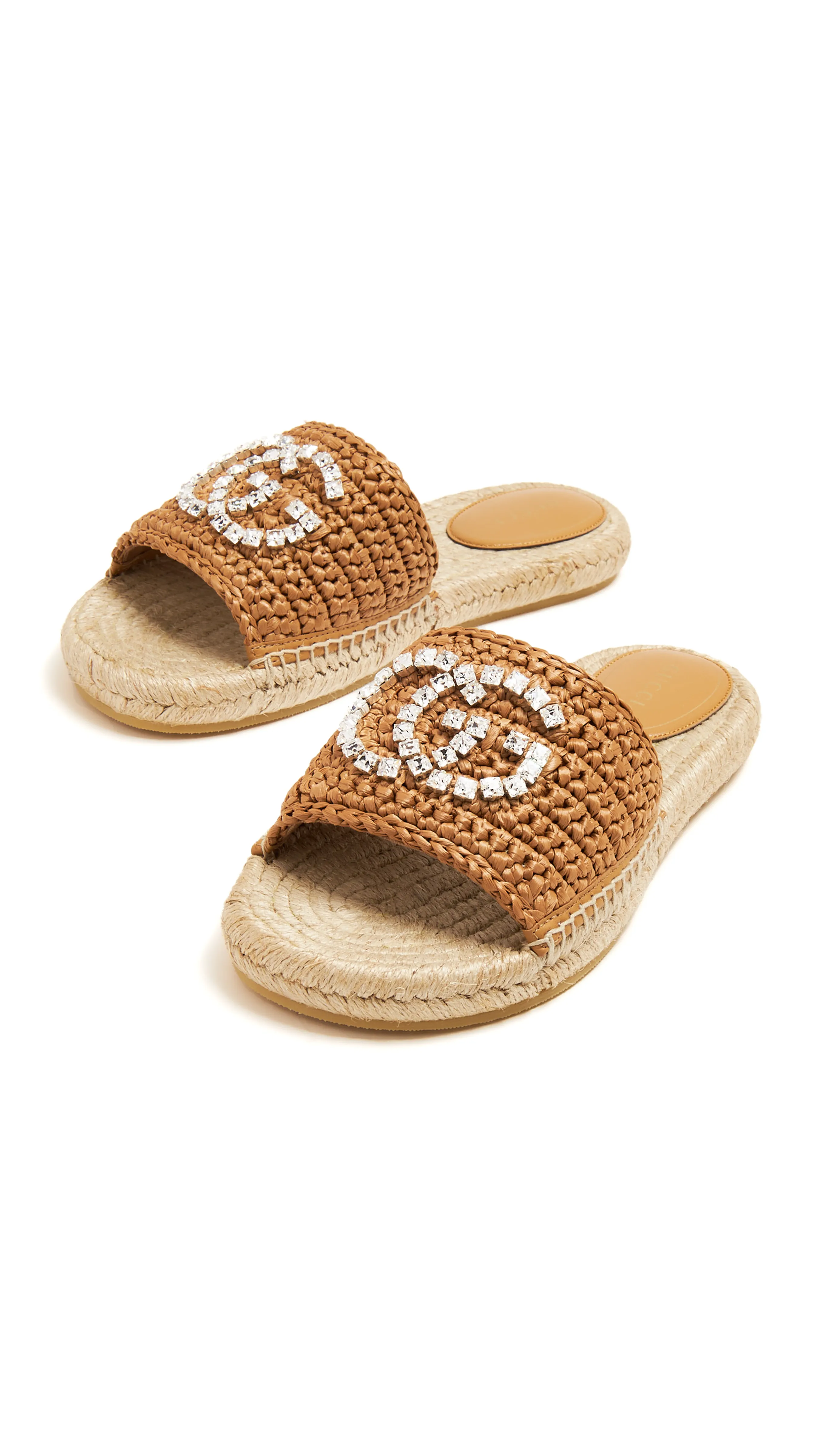 Interlocking G Espadrille Slides - Beige