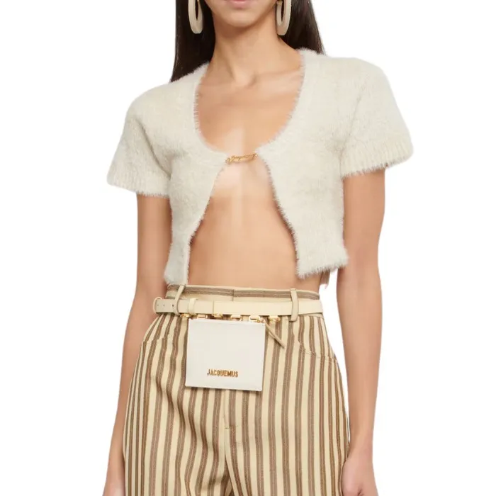 JACQUEMUS  |Casual Style Long Sleeves Plain Logo Cropped Tops Cardigans