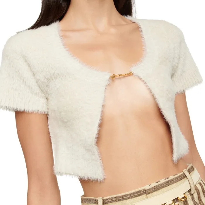 JACQUEMUS  |Casual Style Long Sleeves Plain Logo Cropped Tops Cardigans