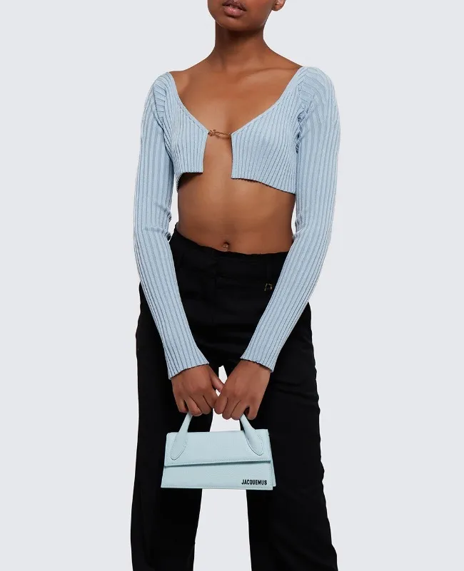 JACQUEMUS  |Long Sleeves Plain Logo Cropped Tops Cardigans