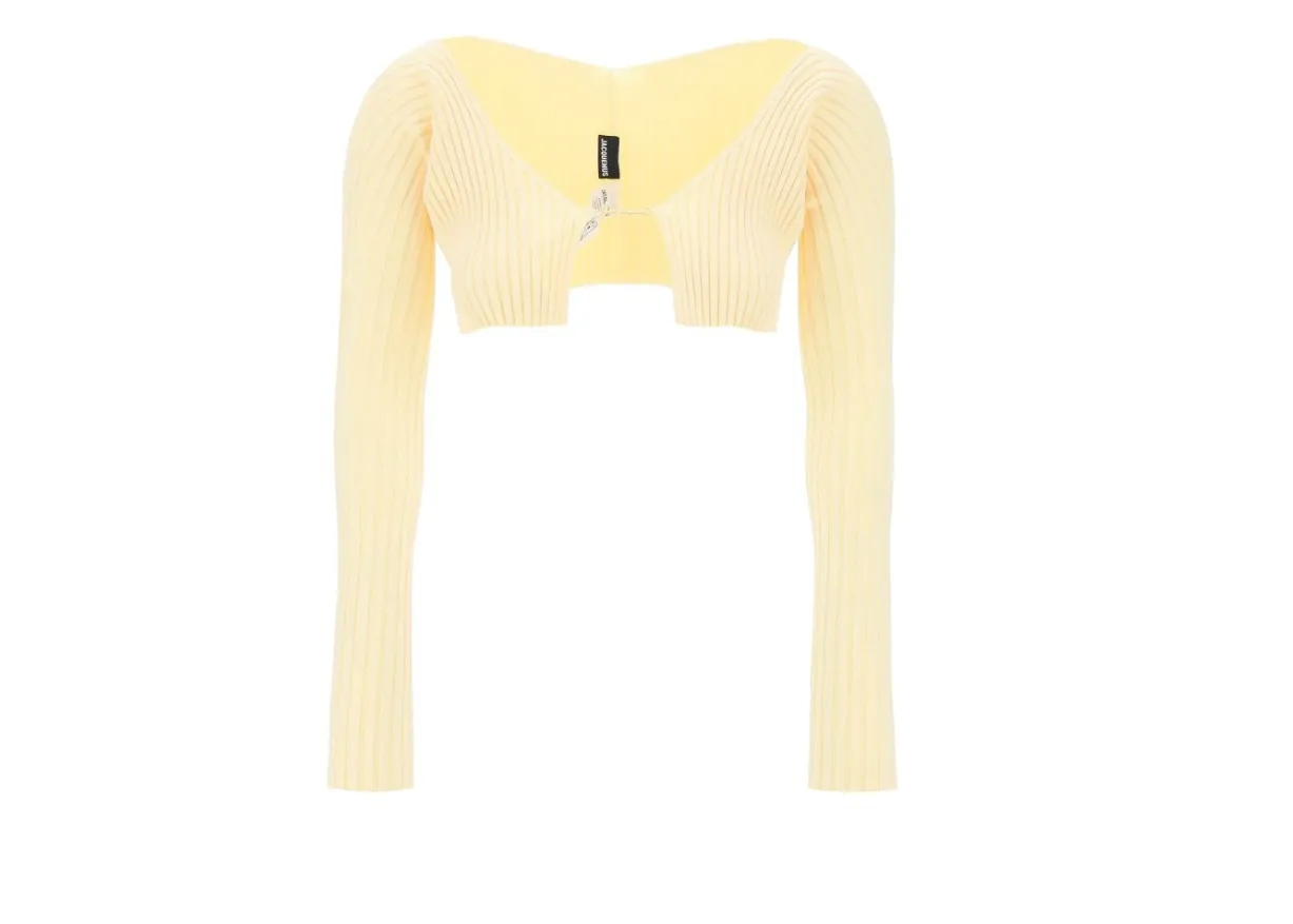 JACQUEMUS  |Long Sleeves Plain Logo Cropped Tops Cardigans