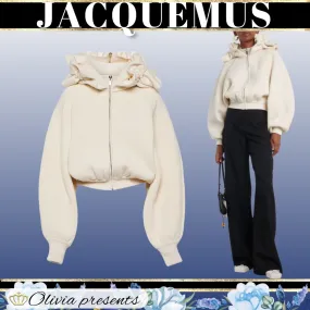 JACQUEMUS  |Wool Long Sleeves Plain Cotton Puff Sleeves Cropped Tops