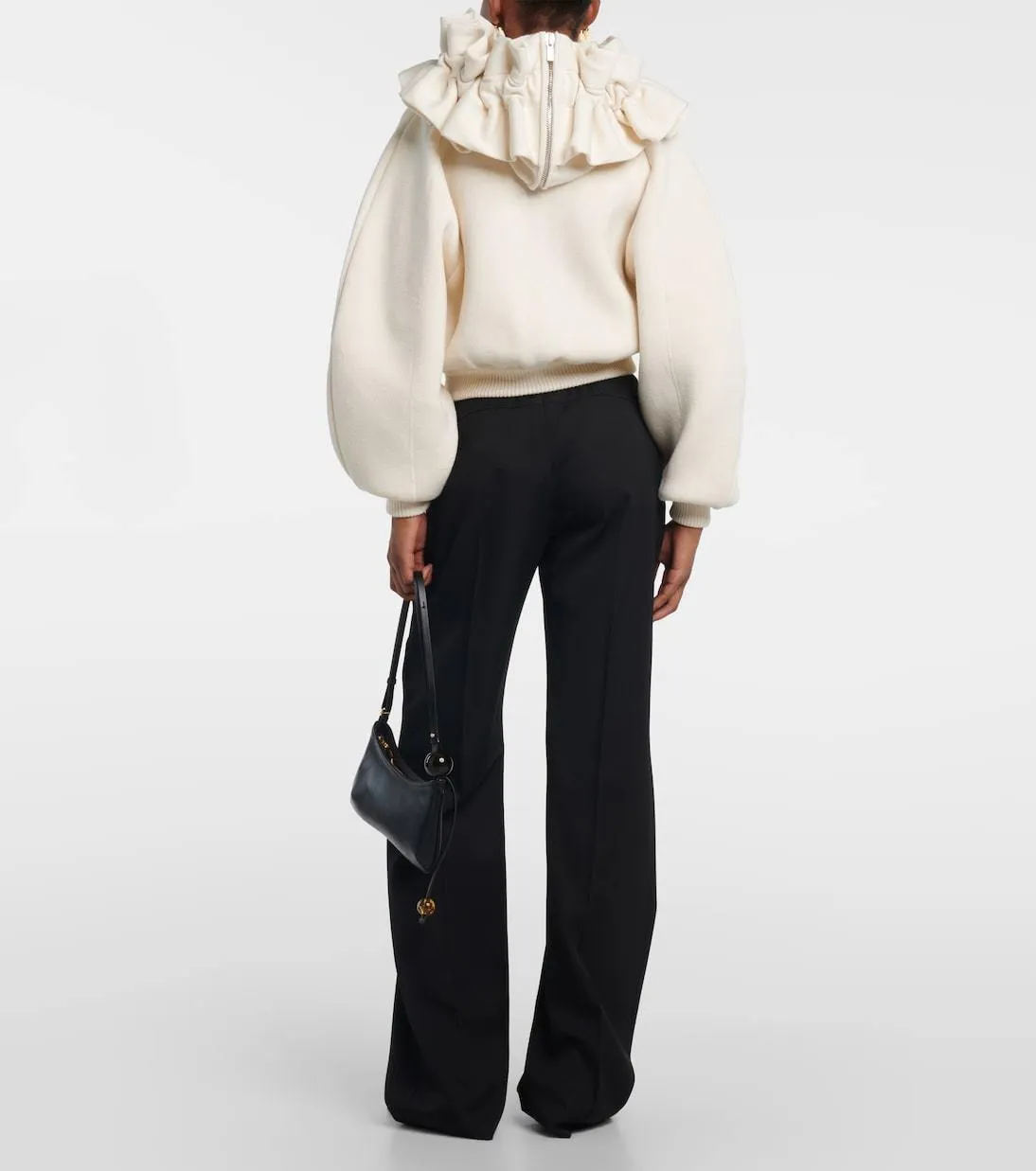 JACQUEMUS  |Wool Long Sleeves Plain Cotton Puff Sleeves Cropped Tops