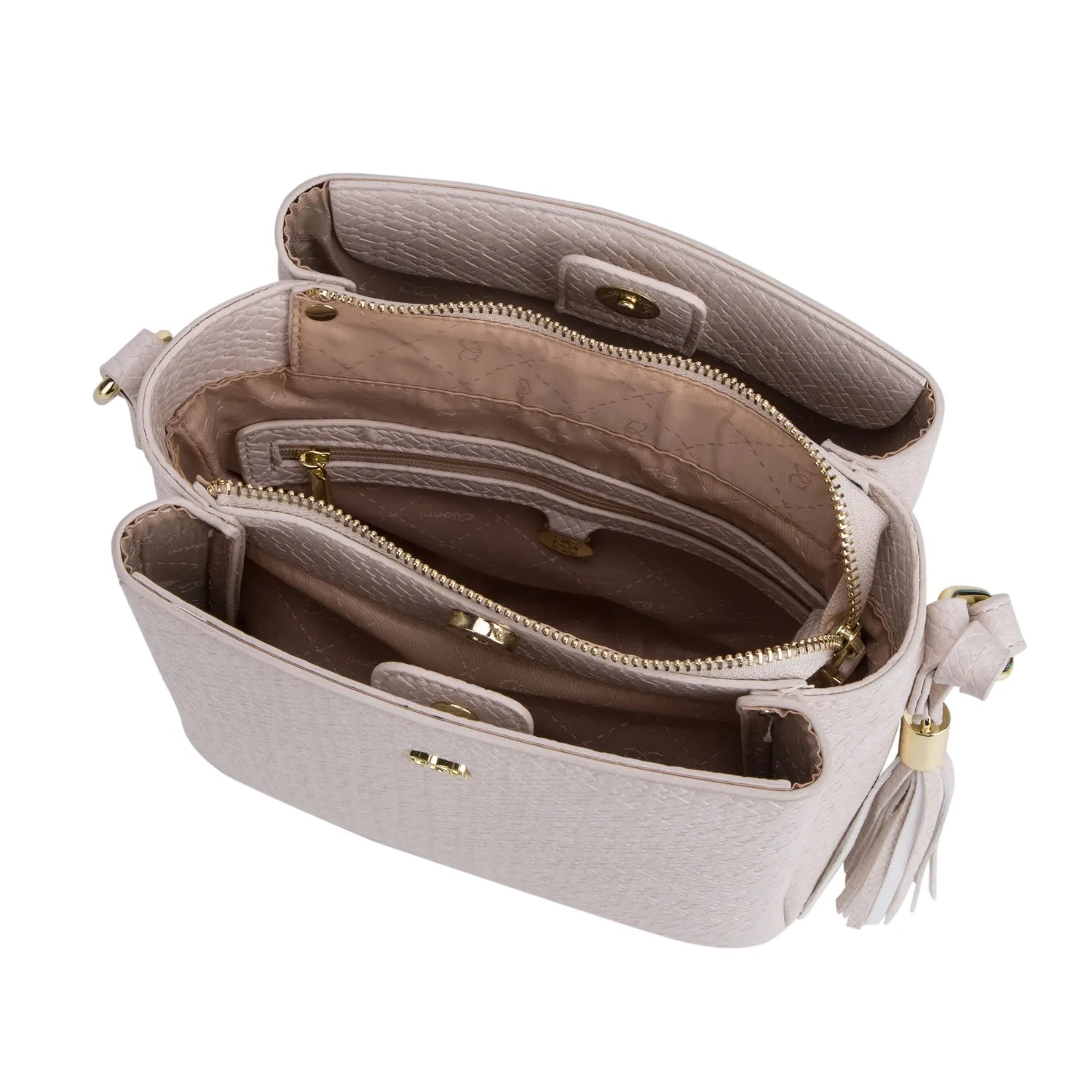 Kavita Multi Compartment Xbody Handbag - Natural