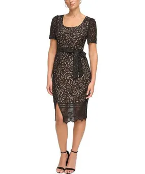 kensie Womens Lace Midi Sheath Dress