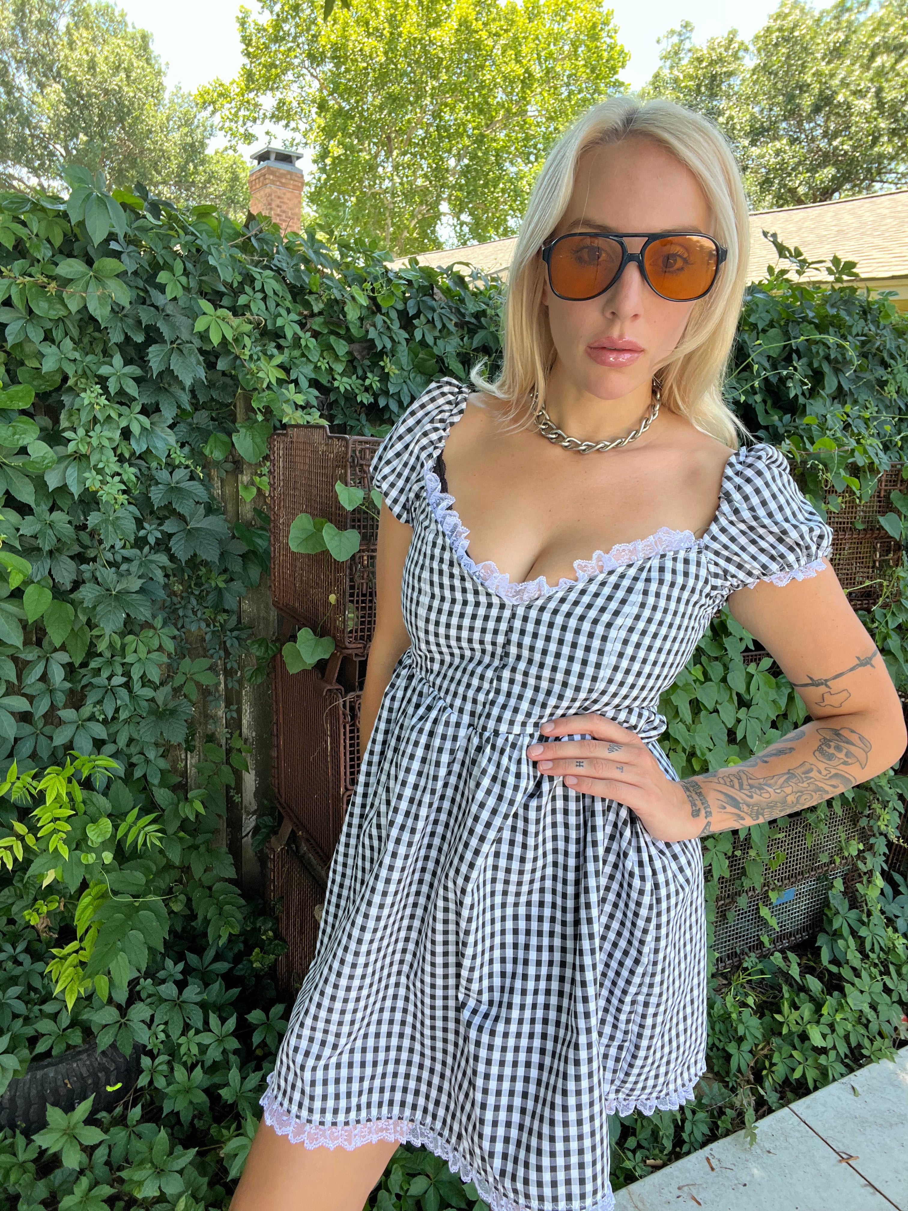 Kitty Gingham Babydoll Dress