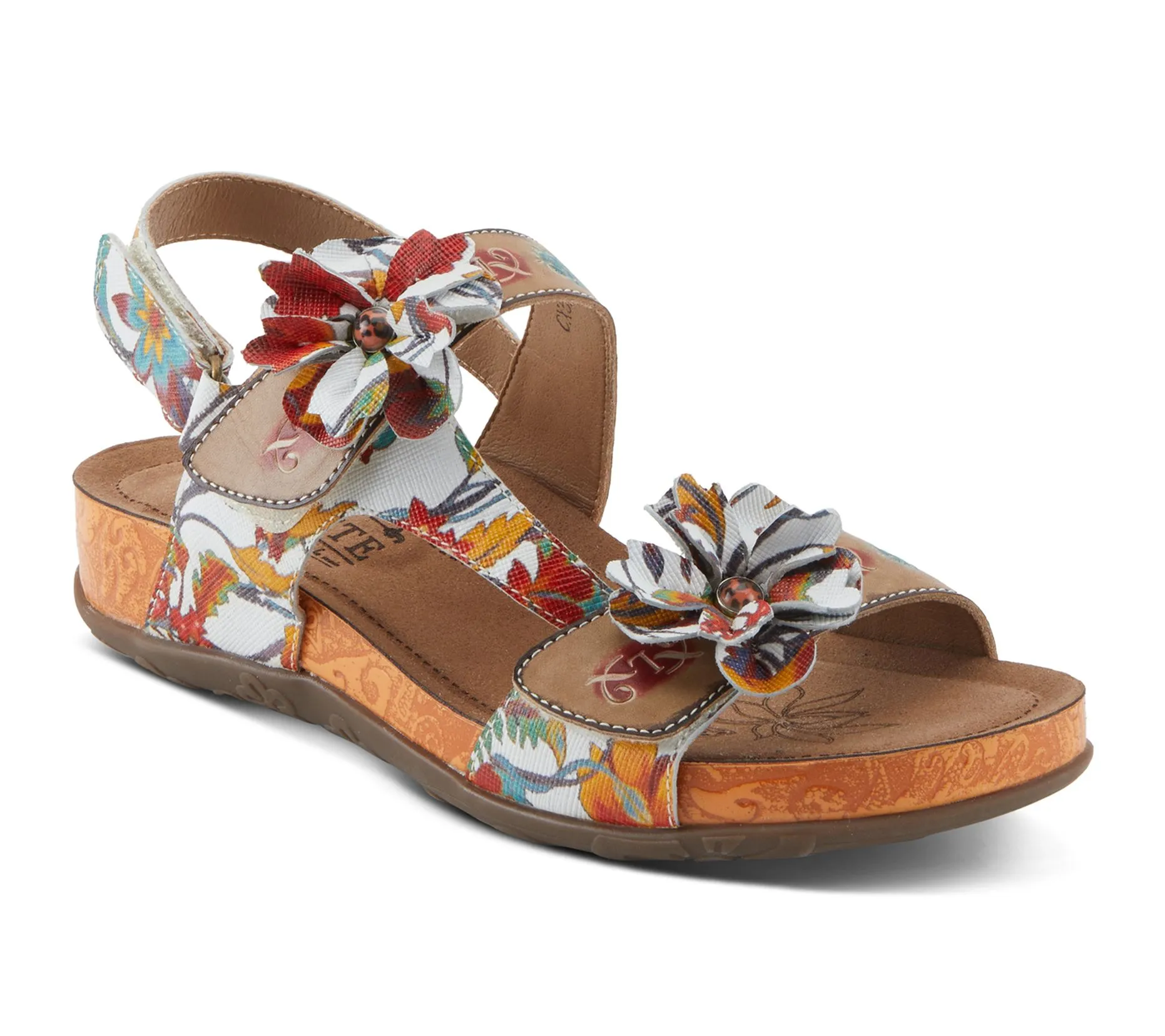 L'Artiste by Spring Step Flower Leather Sandals- Erica-Spring