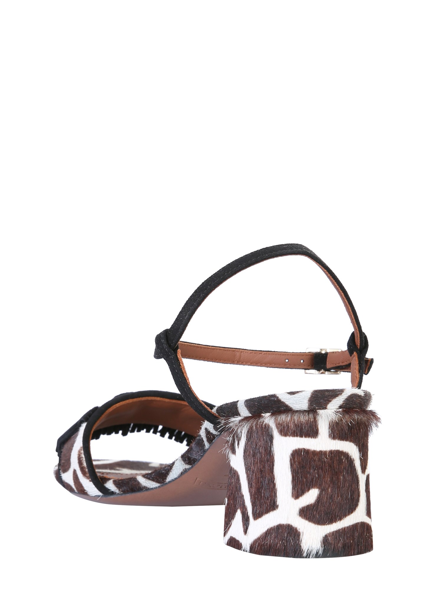 L'AUTRE CHOSE    LEATHER SANDALS WITH ANIMAL PRINT