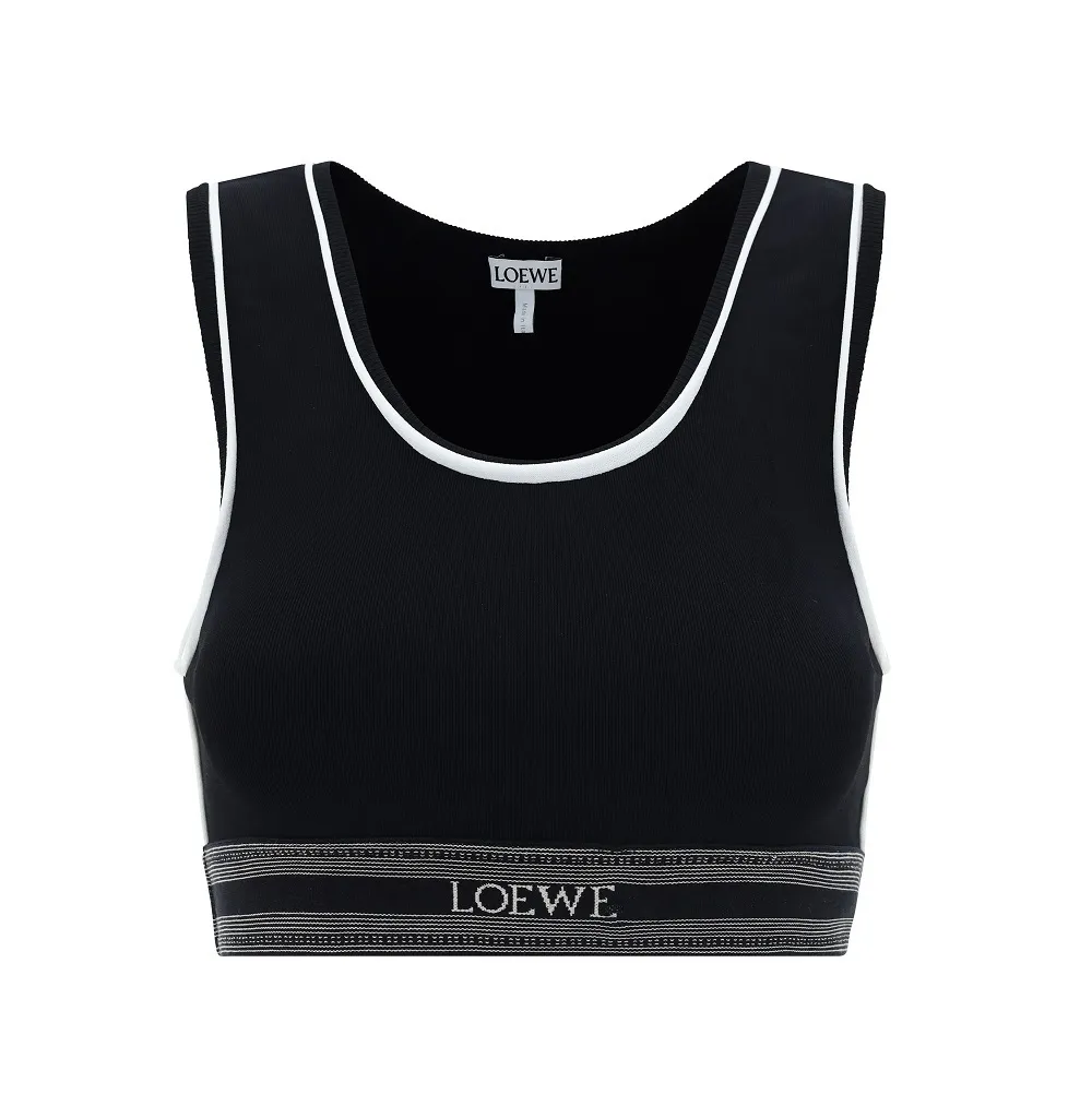 LOEWE  |U-Neck Logo Cropped Tops Tanks & Camisoles