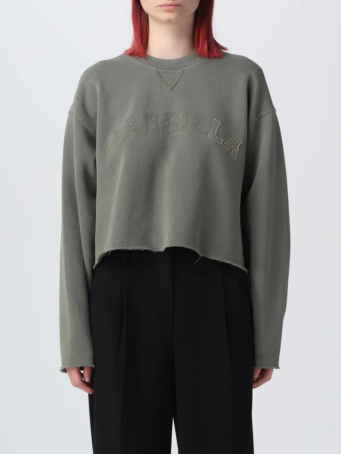 Maison Margiela  |Long Sleeves Plain Logo Cropped Tops Hoodies & Sweatshirts