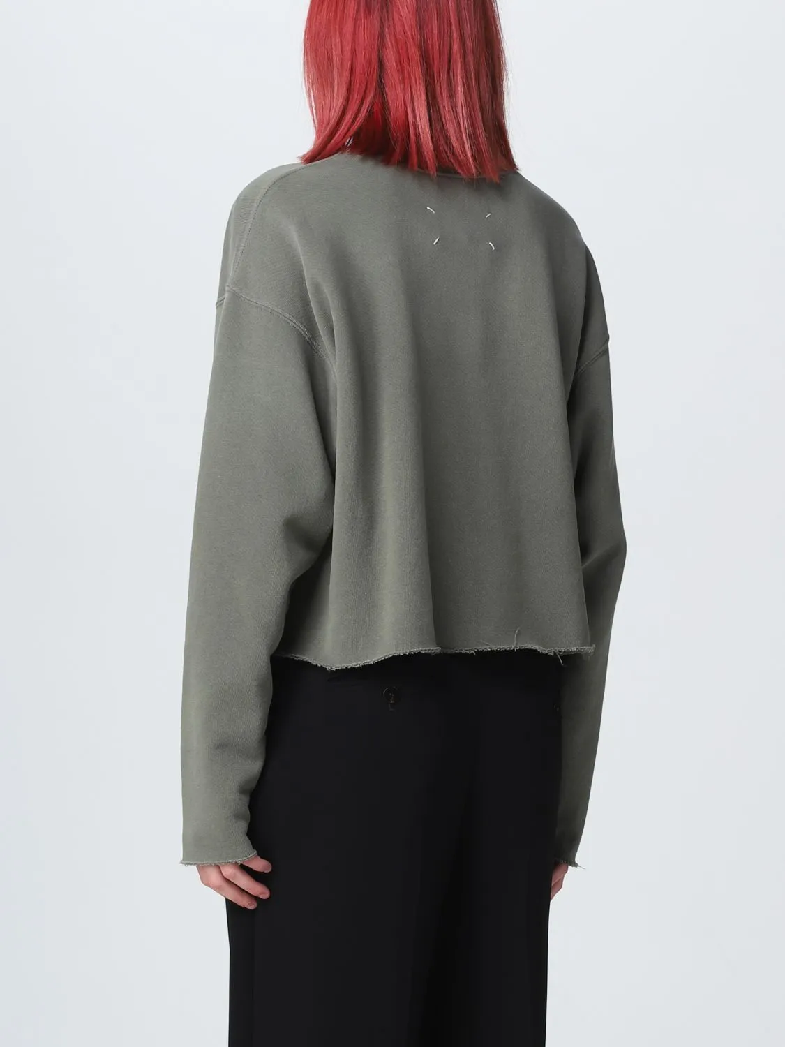 Maison Margiela  |Long Sleeves Plain Logo Cropped Tops Hoodies & Sweatshirts