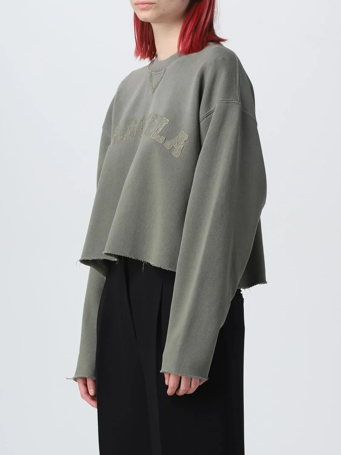 Maison Margiela  |Long Sleeves Plain Logo Cropped Tops Hoodies & Sweatshirts