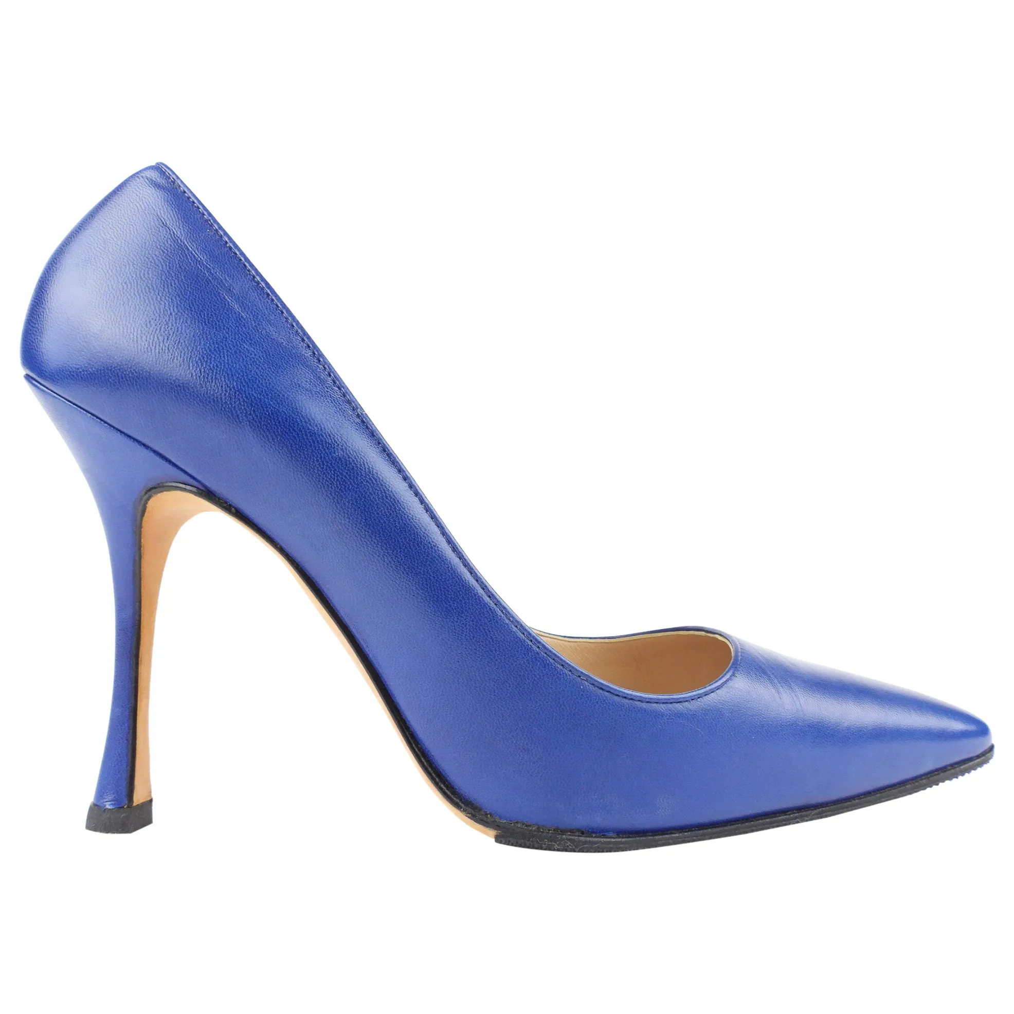 Manolo Blahnik Blue Leather Stiletto Heel Pumps - 41