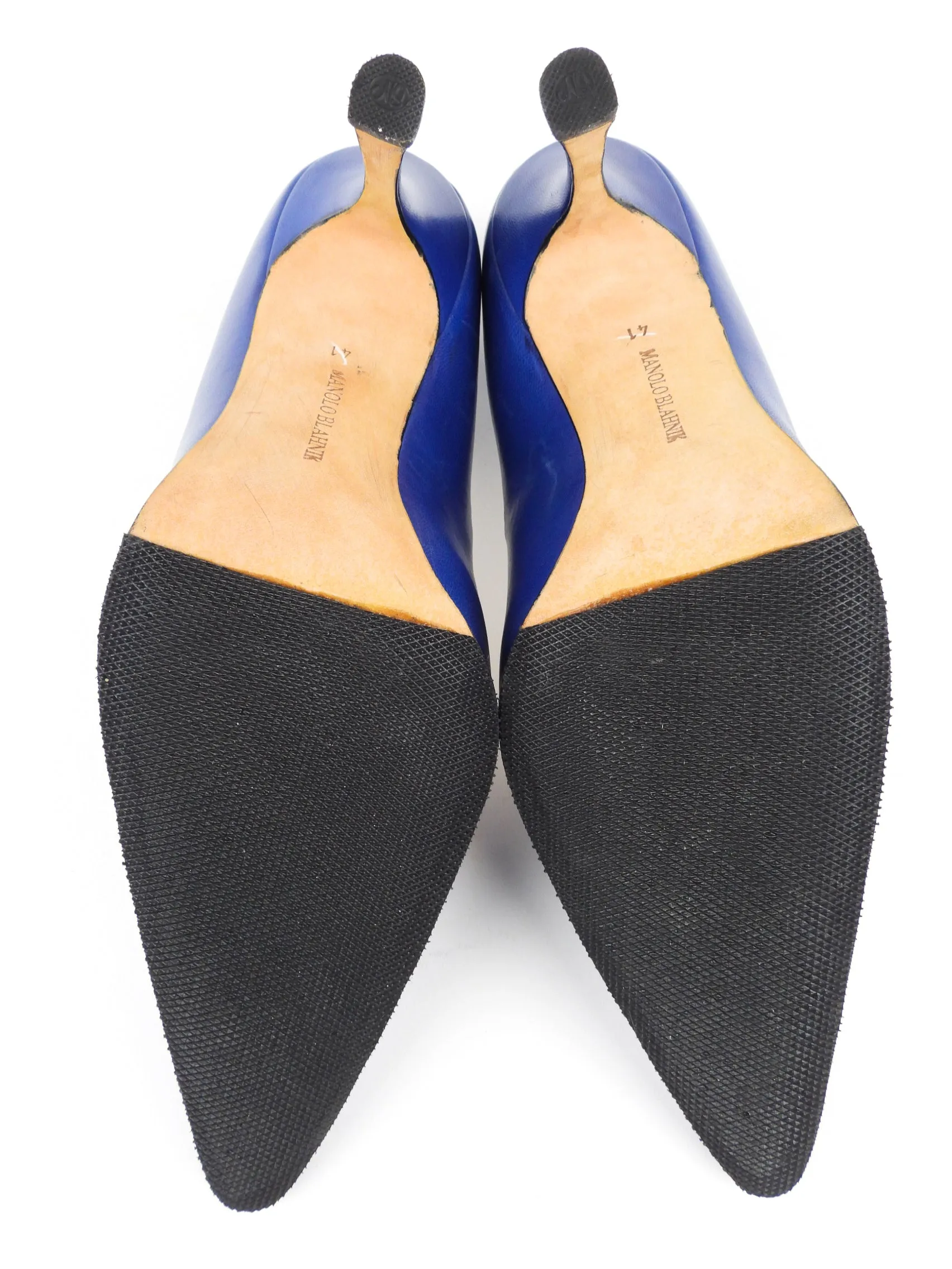 Manolo Blahnik Blue Leather Stiletto Heel Pumps - 41