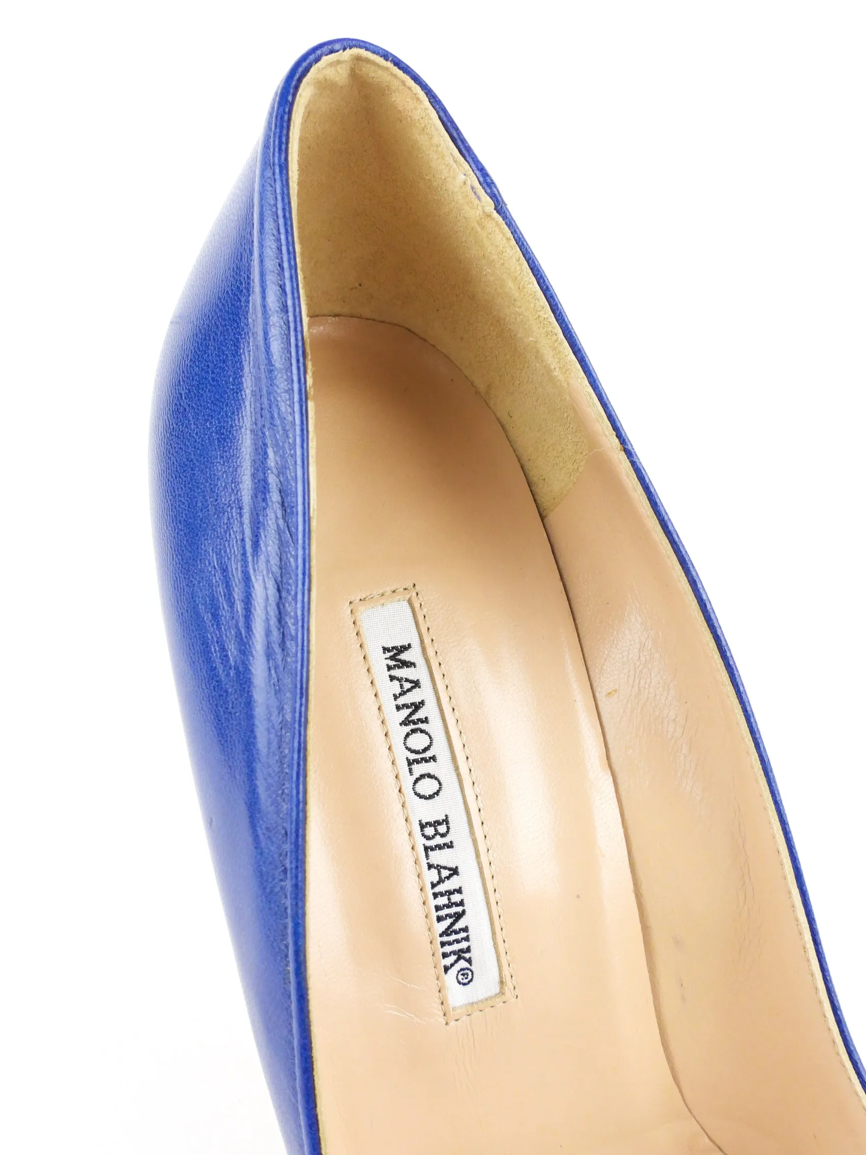 Manolo Blahnik Blue Leather Stiletto Heel Pumps - 41