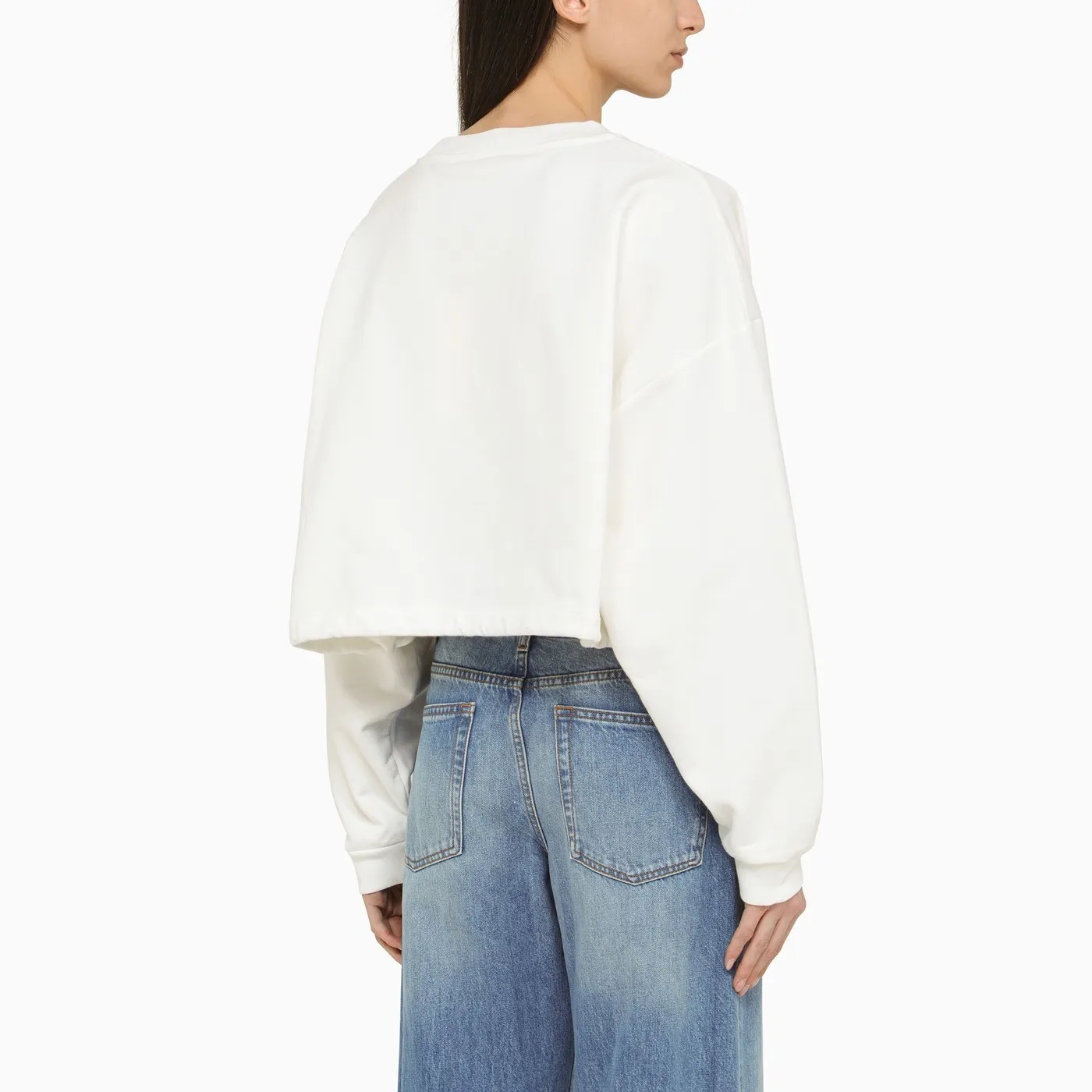 MARNI  |Flower Patterns Long Sleeves Cotton Oversized Cropped Tops