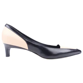 Max Mara Beige and Black Leather Kitten Heel Pumps - 36