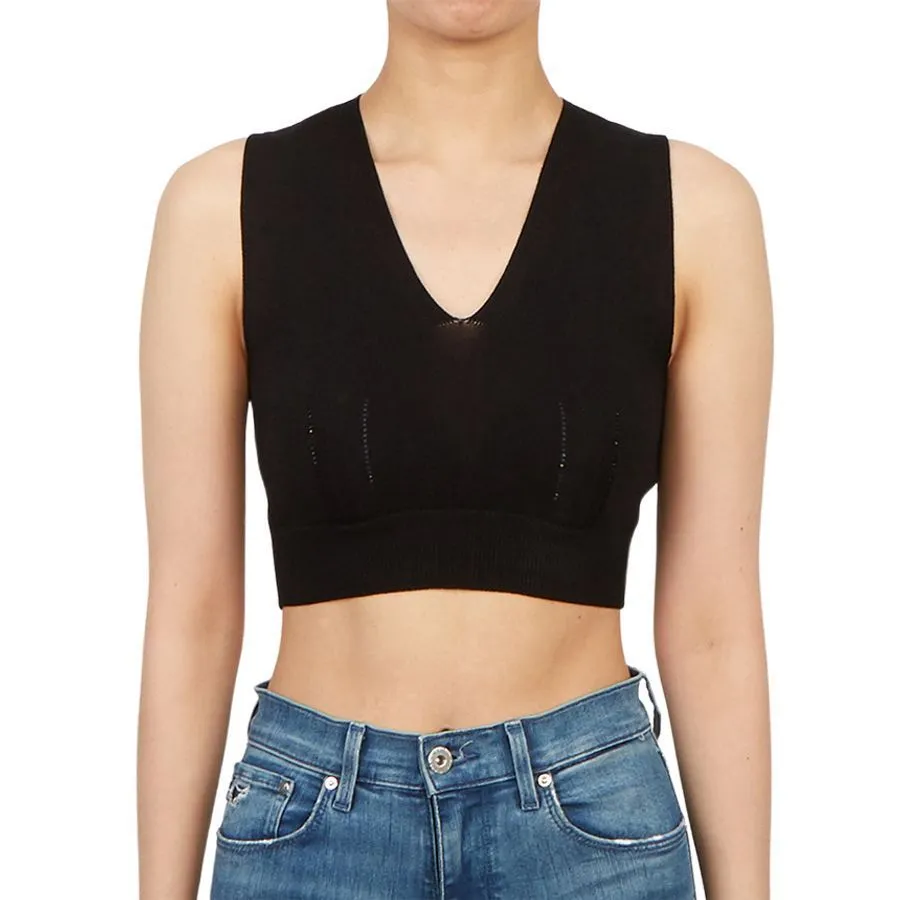 MaxMara  |Nylon V-Neck Plain Cropped Tops Tanks & Camisoles