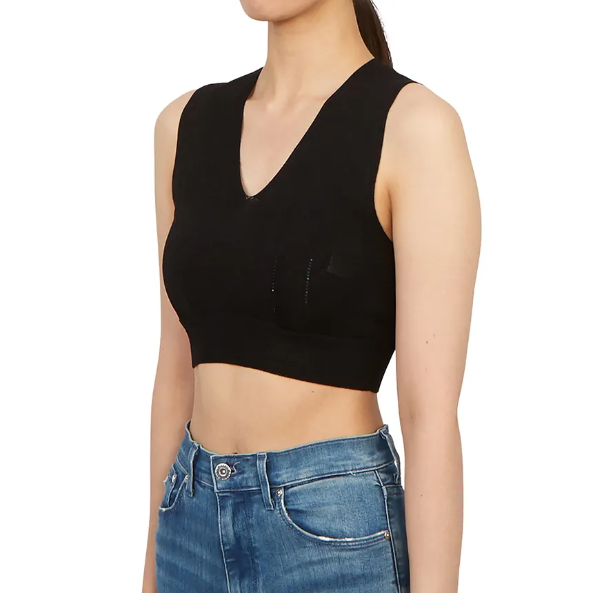 MaxMara  |Nylon V-Neck Plain Cropped Tops Tanks & Camisoles