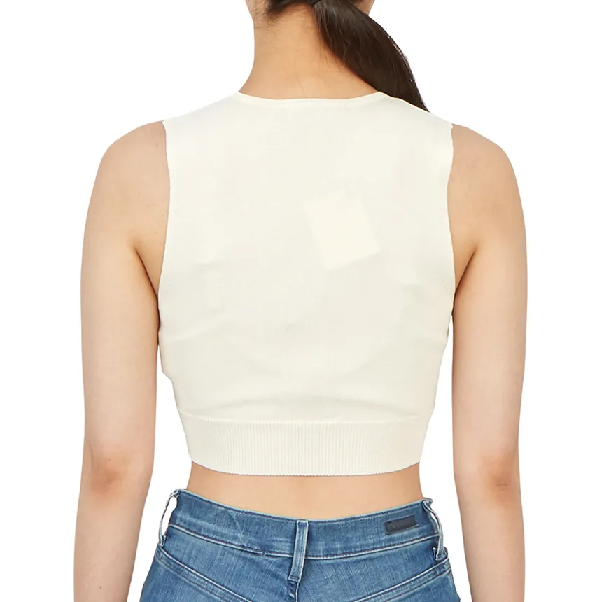 MaxMara  |Nylon V-Neck Plain Cropped Tops Tanks & Camisoles