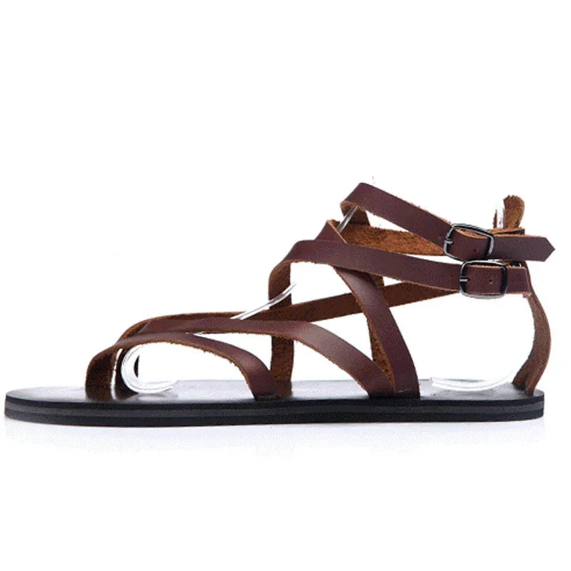 Men's Summer Luxury Gladiator Genuine Leather Casual Buckle Strap Sandals