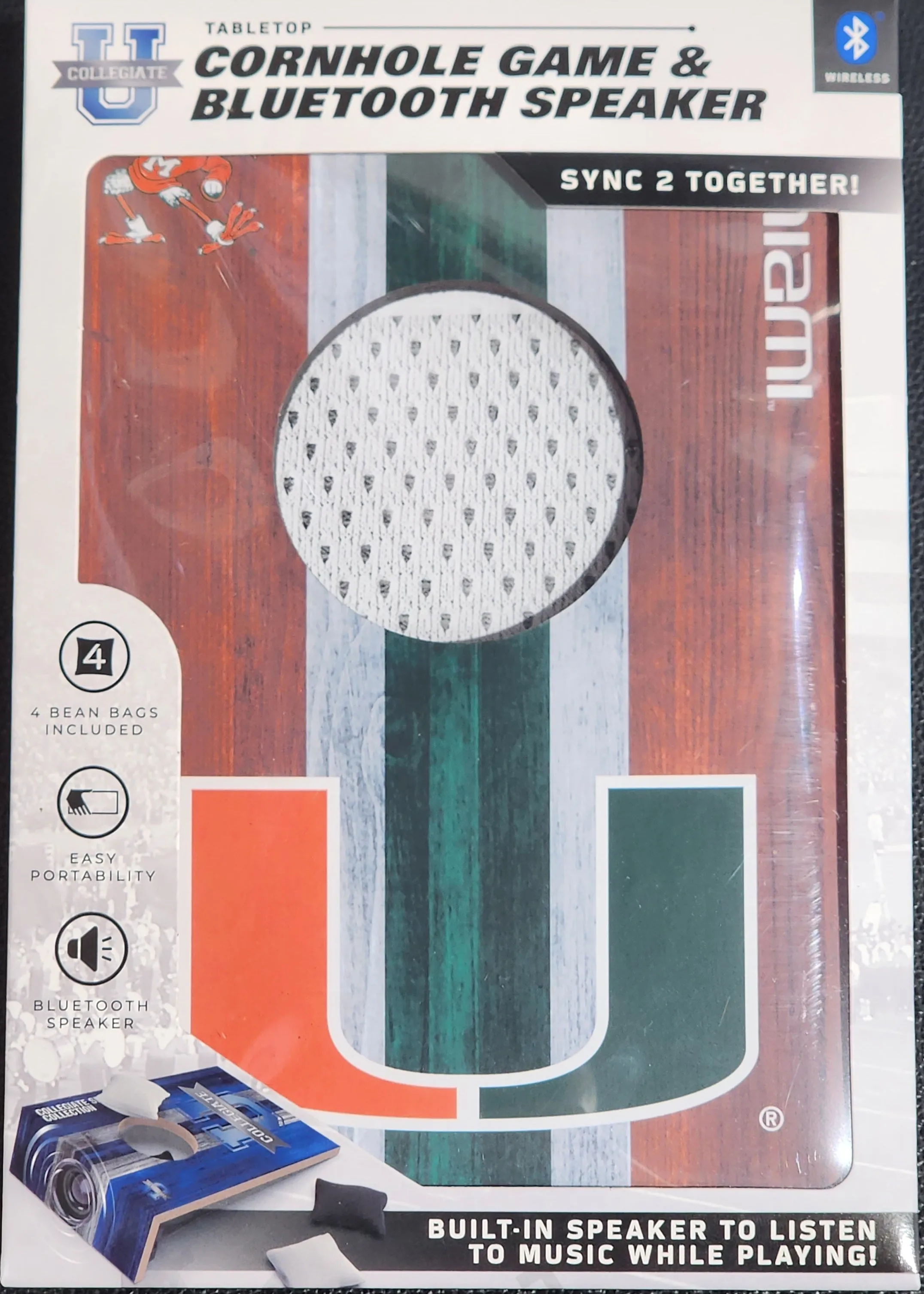 Miami Hurricanes Tabletop Cornhole Game & Bluetooth Speaker